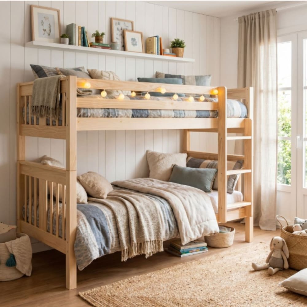 Etagenbett Holz weiß gewaschen 90x190cm - Maisons Du Monde