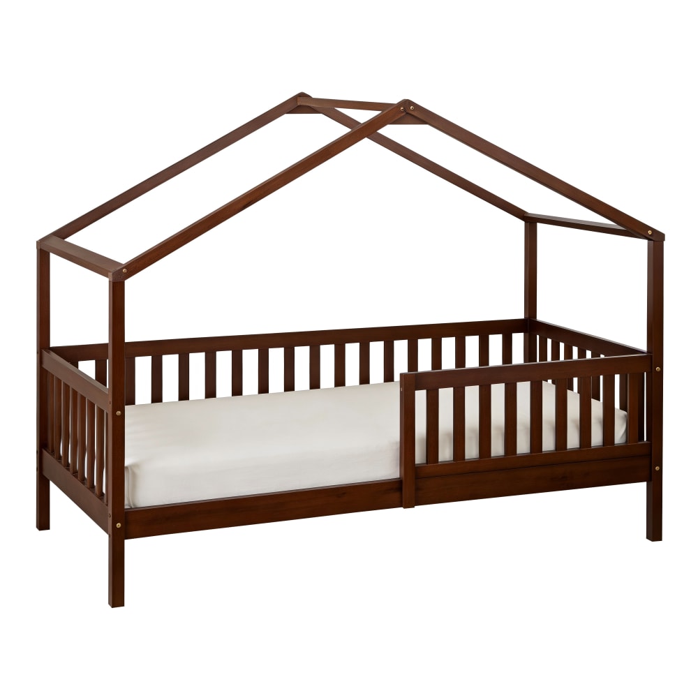 Hausbett mit Rausfallschutz Braun, ohne Matratze - Maisons Du