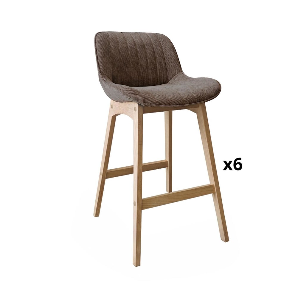 Barhocker-Set Eiche & Cord-Samt H75cm - Maisons Du Monde