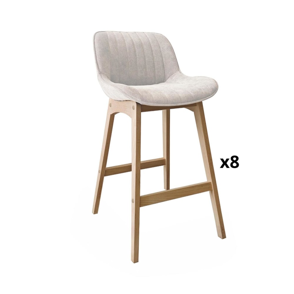 Barhocker-Set Eiche & Cord-Samt H75cm - Maisons Du Monde