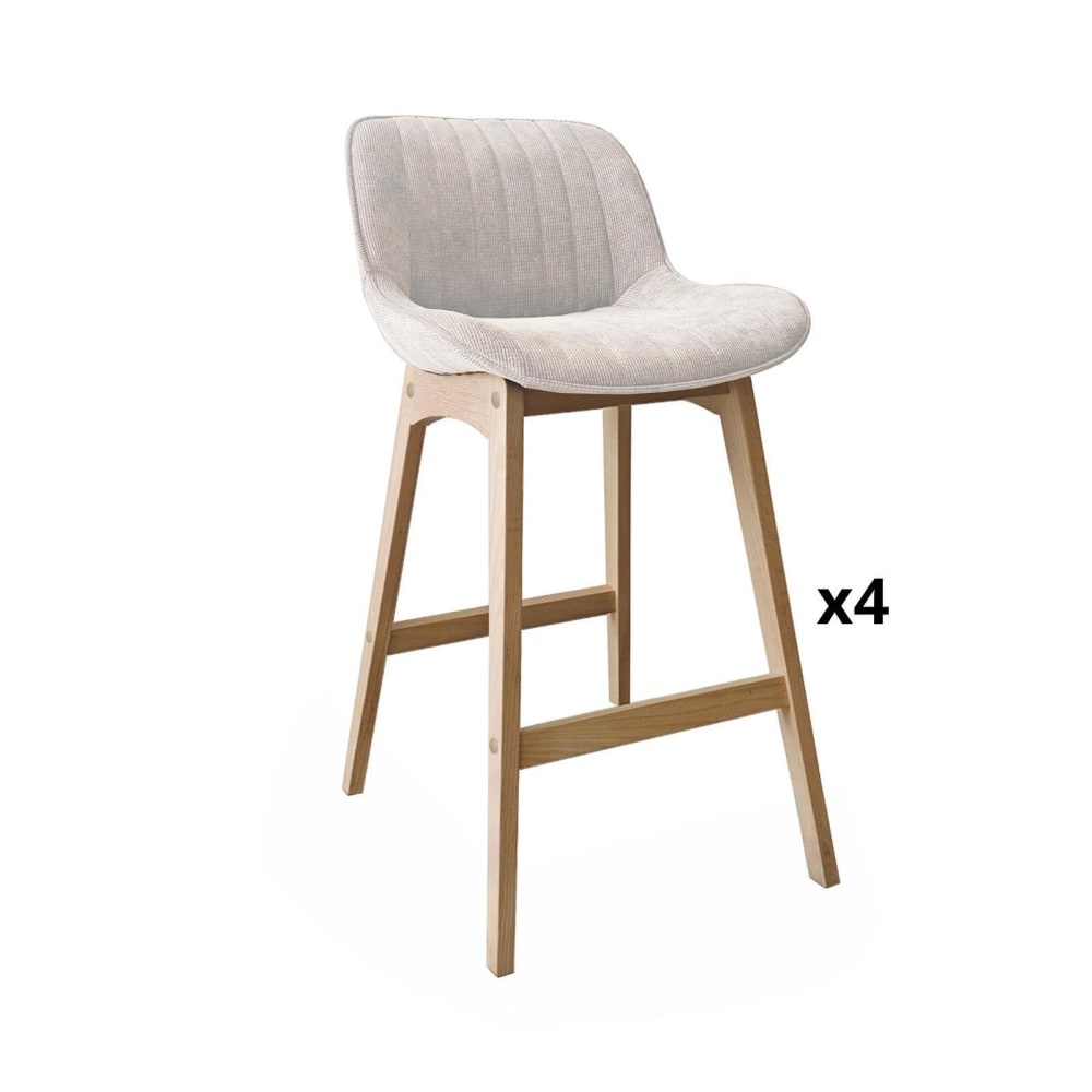 Lot tabourets  chêne et velours côtelé h75cm