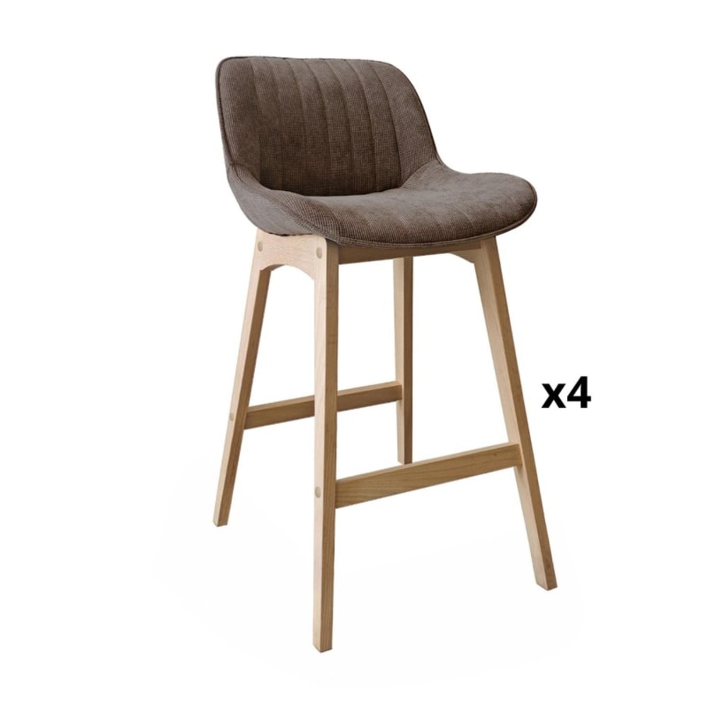 Lot tabourets  chêne et velours côtelé h75cm