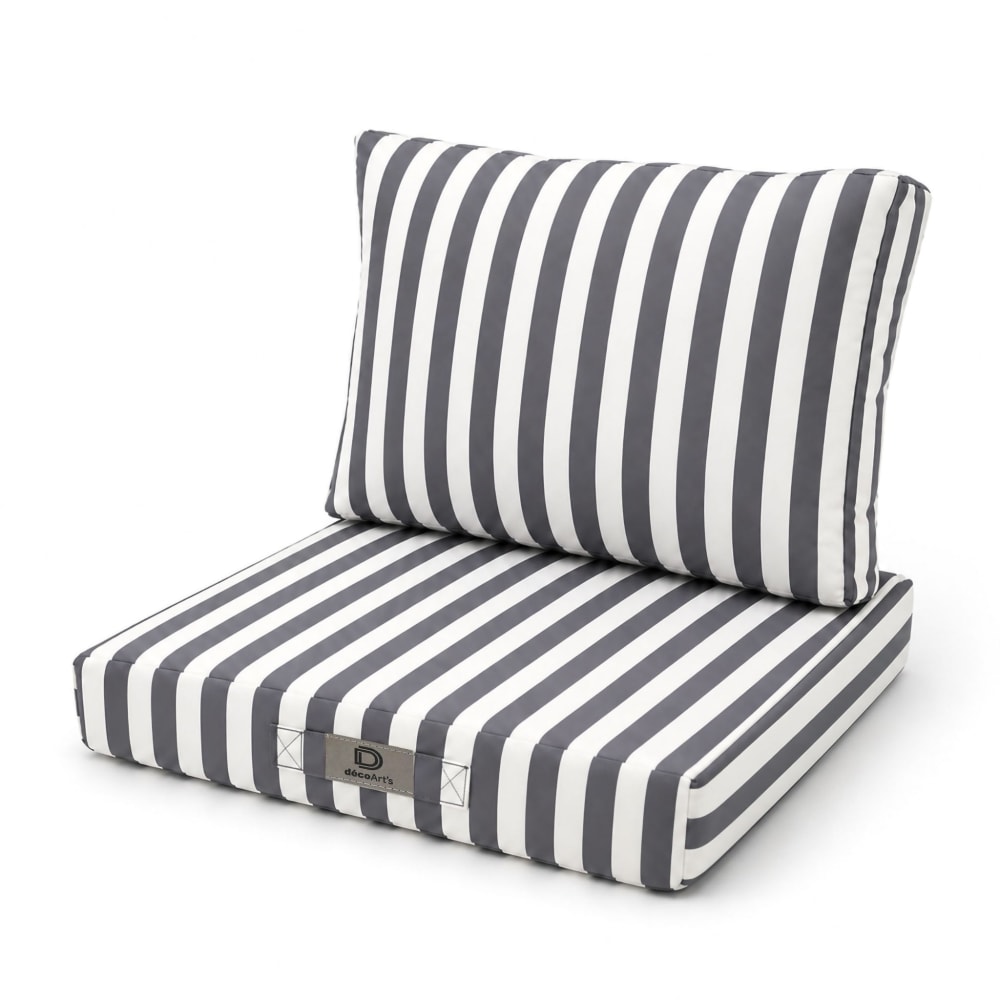 Coussins pour chaise de jardin déhoussable 40x40cm rayure gris foncé Coussins pour chaise de jardin déhoussable 40x40cm rayure gris foncé