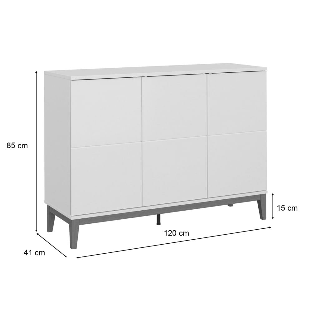 Sideboard mit 3 Türen in Eichenoptik/Kashmir weiß - Maisons Du