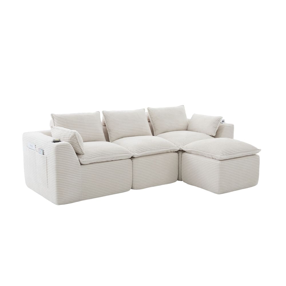 Canapé modulable 3 places - coussins tissu