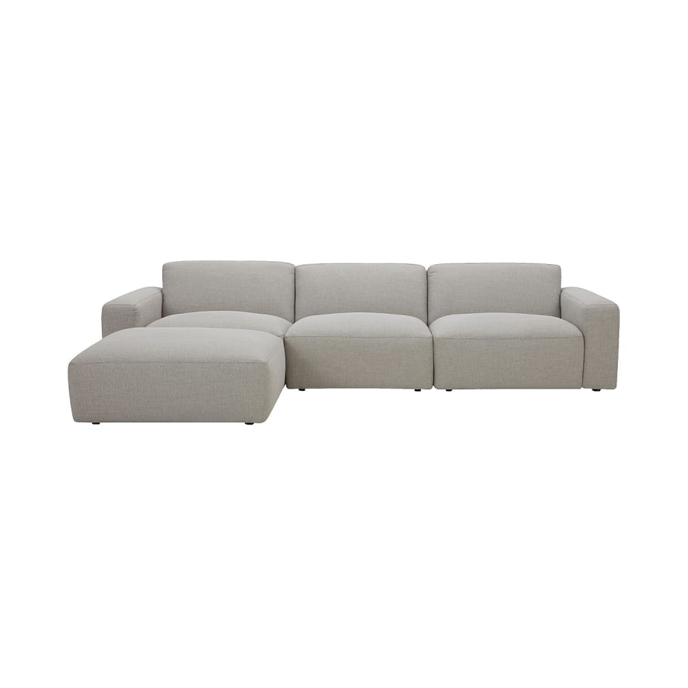Canapé 4 places modulable en tissu avec repose-pieds - gris perle Canapé 4 places modulable en tissu avec repose-pieds - gris perle