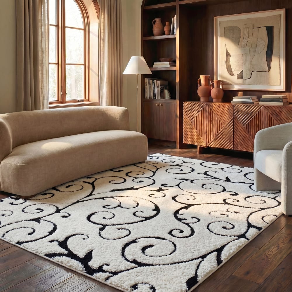 Safavieh Polypropylen-Teppich in Weiß/Schwarz, 160 x 229 cm style classic chic Weiß Pp - Polypropylen
