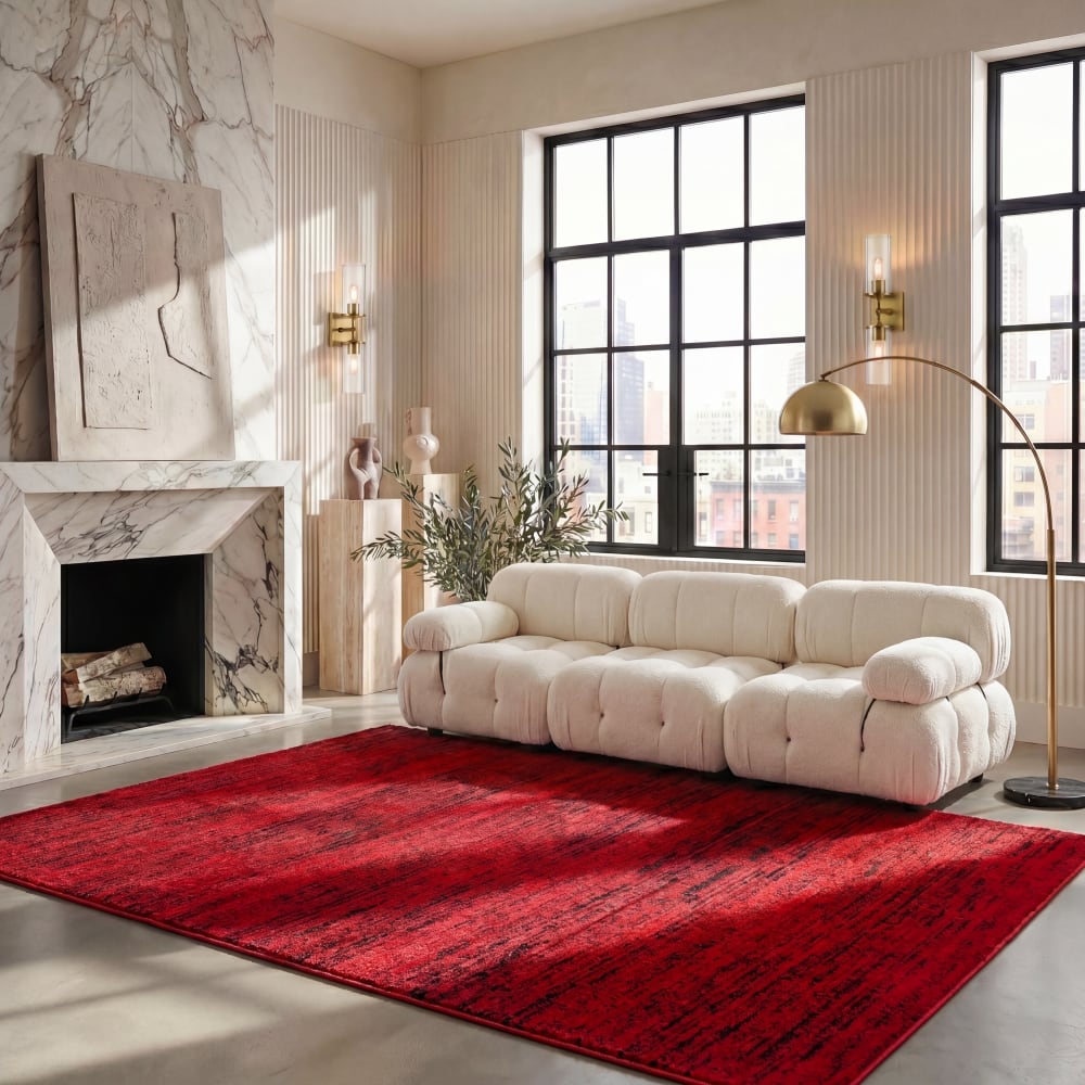 Safavieh Zeitgenössische Polypropylen-Teppich in Rot/Schwarz, 155 x 229 cm style modern Rot Pp - Polypropylen