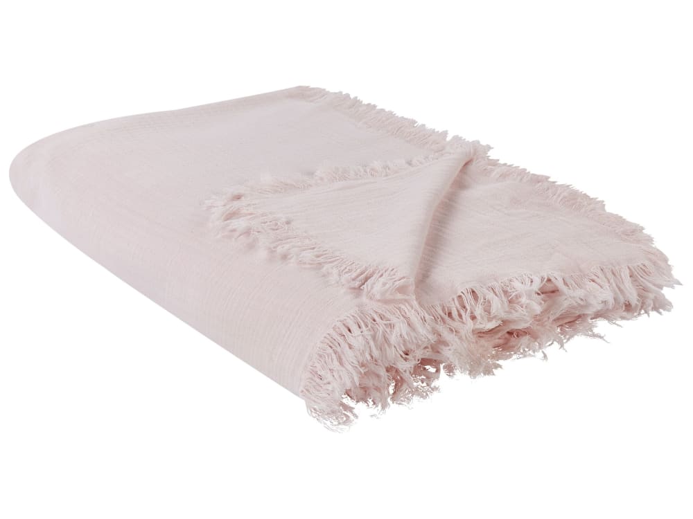 Beliani Tagesdecke aus Baumwolle 220 x 200cm, rosa - Baumwolle