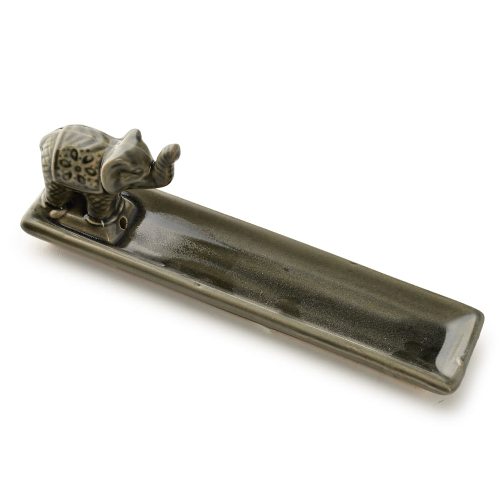 MONDEX Räucherstäbchenhalter Elefant aus Keramik 20 x 5 x 7 cm Grau Grau Keramik