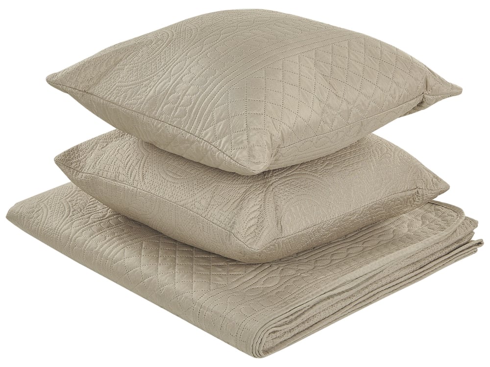 Beliani Tagesdecke mit Kissen aus Polyester 220 x 160cm, grau - Pes - Polyester