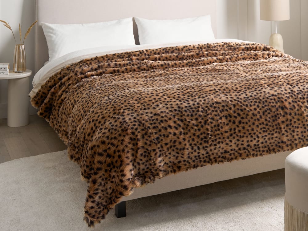 Tagesdecke aus Webpelz 200 x 220cm, braun - Maisons Du Monde