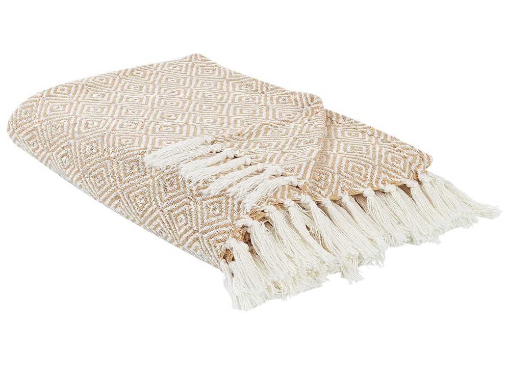 Beliani Tagesdecke aus Baumwolle 240 x 220cm, beige - Baumwolle