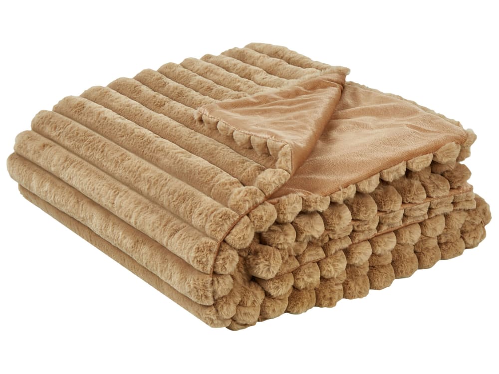 Beliani Tagesdecke aus Webpelz 220 x 200cm, braun style modern - Webpelz
