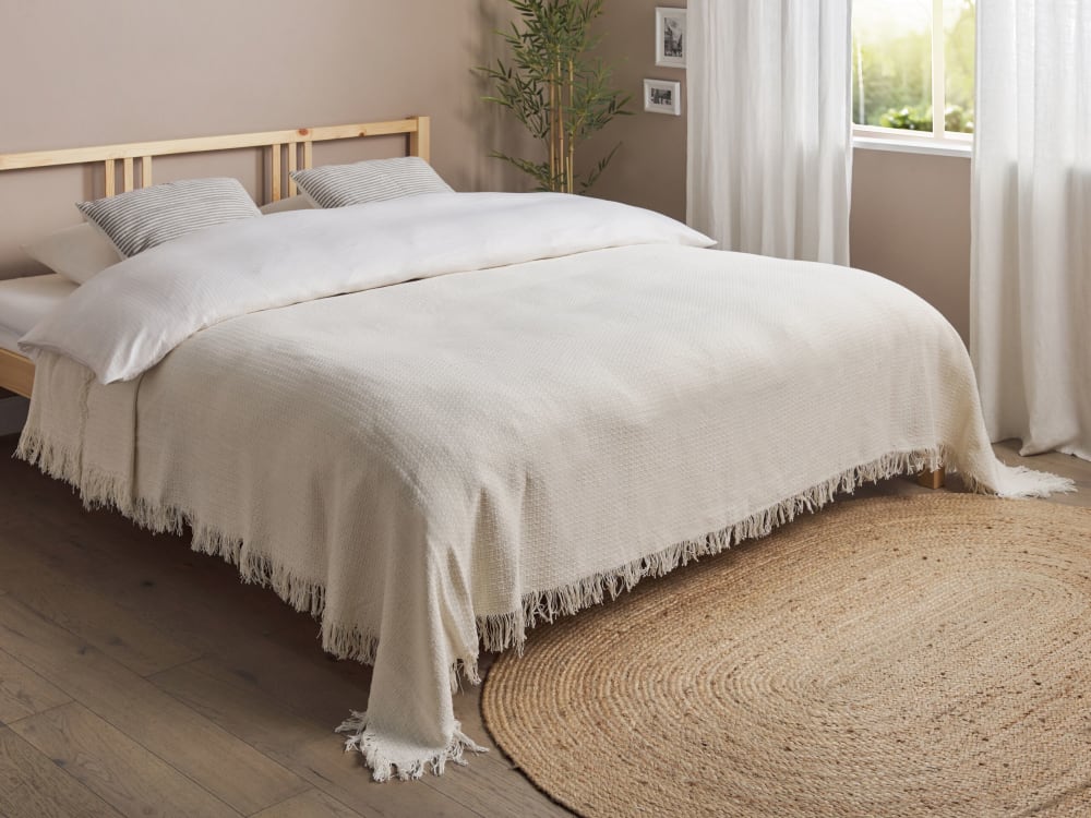 Tagesdecke aus Baumwolle 240 x 220cm, weiß - Maisons Du Monde
