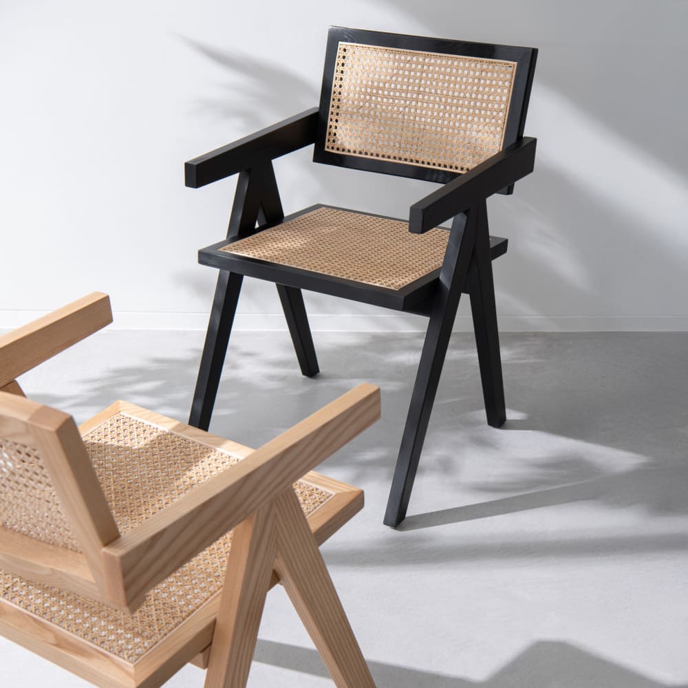 Jolipa Designstuhl aus Holz und Rattan style modern Schwarz Holz