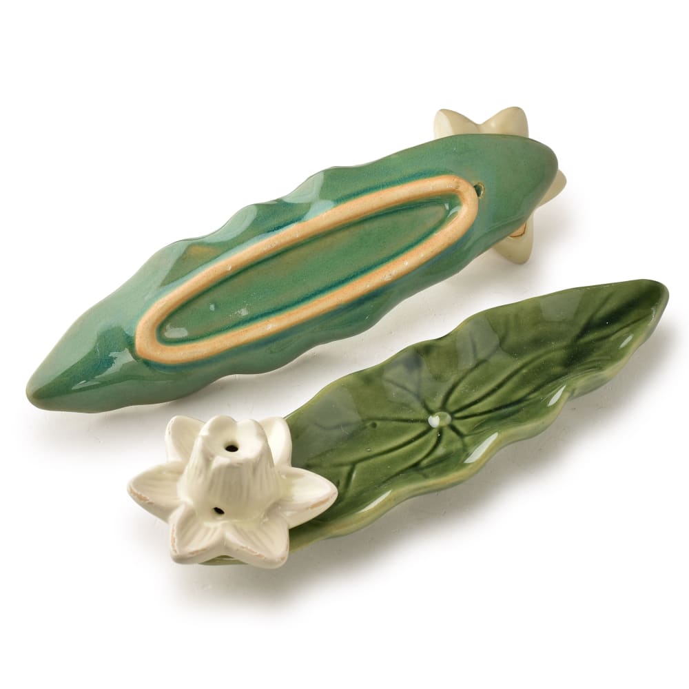 Räucherstäbchenhalter aus Keramik 21 x 6 x 6 cm grün-creme -