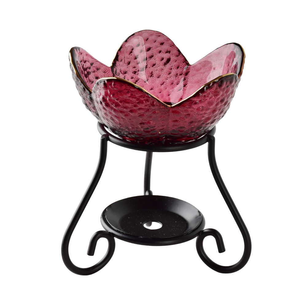 MONDEX Duftlampe aus Metall und Glas 10x10x11,5 cm Rosa Rosa Metall