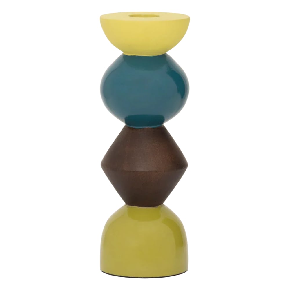Bougeoir en bois de manguier multicolore 6.5 * 6.5 * 19 cm