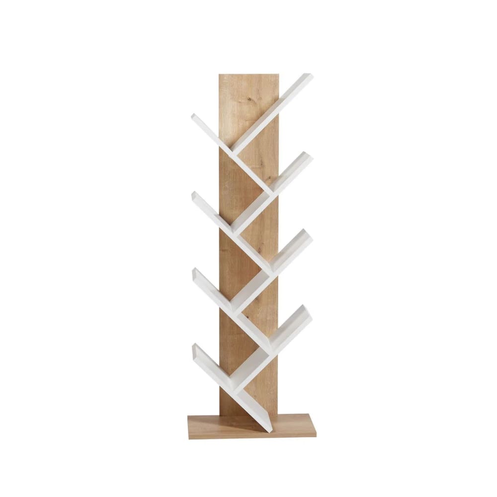 Habitat & Jardin Bücherregal aus Holz "Tuval 066" - 46 x 22 x 129 cm - Eiche, Weiß Weiß Holz