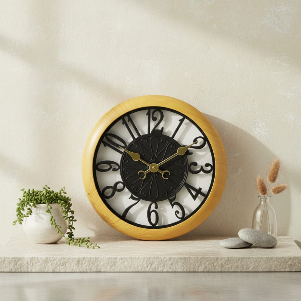 Wanduhr aus Metall 35,5x35,5x5 cm Schwarz - Maisons Du Monde