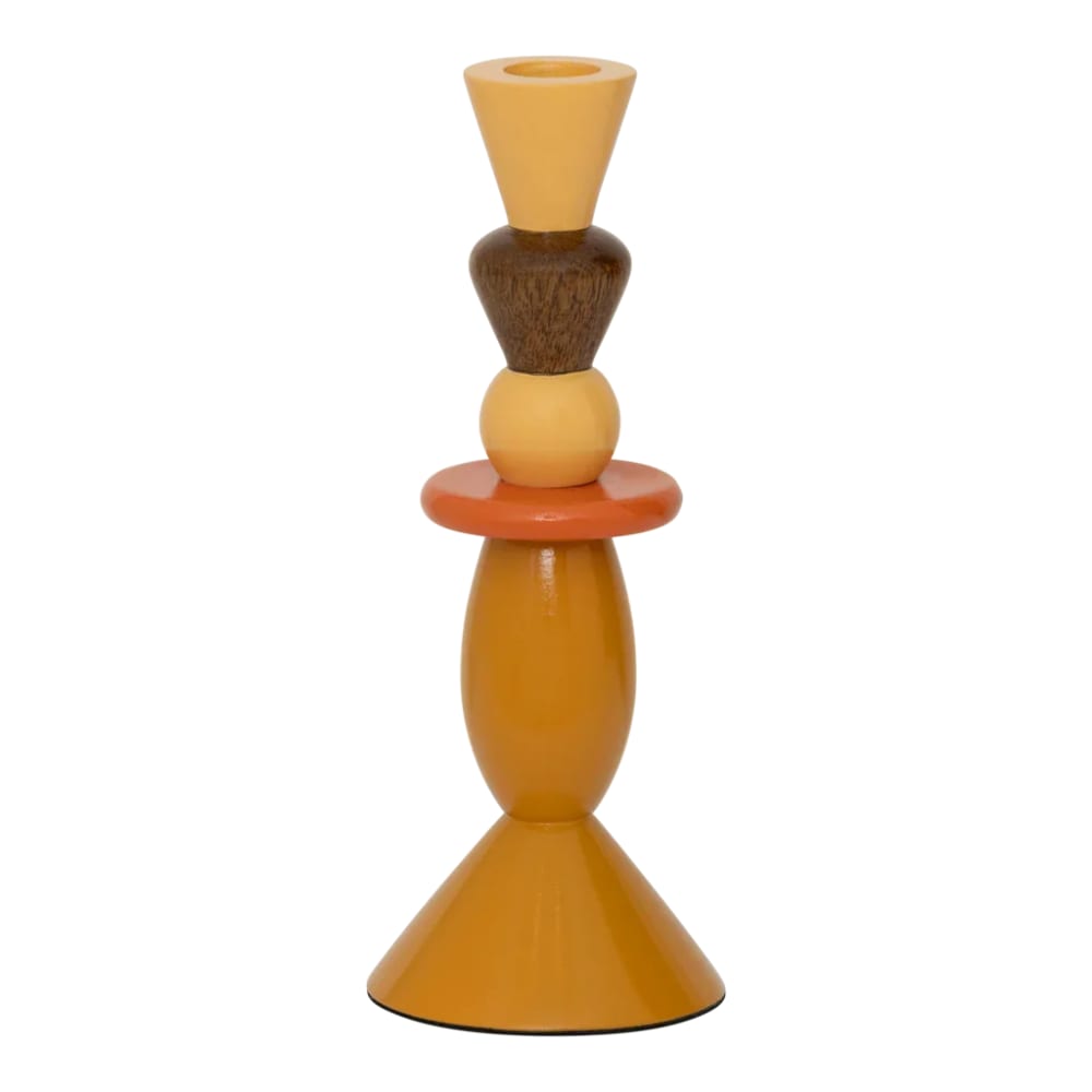 Bougeoir en bois de manguier multicolore ø 8 * 21 cm