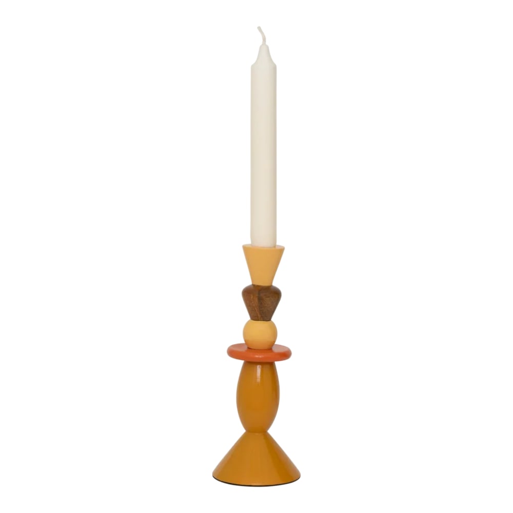 Bougeoir en bois de manguier multicolore ø 8 * 21 cm — vue 4