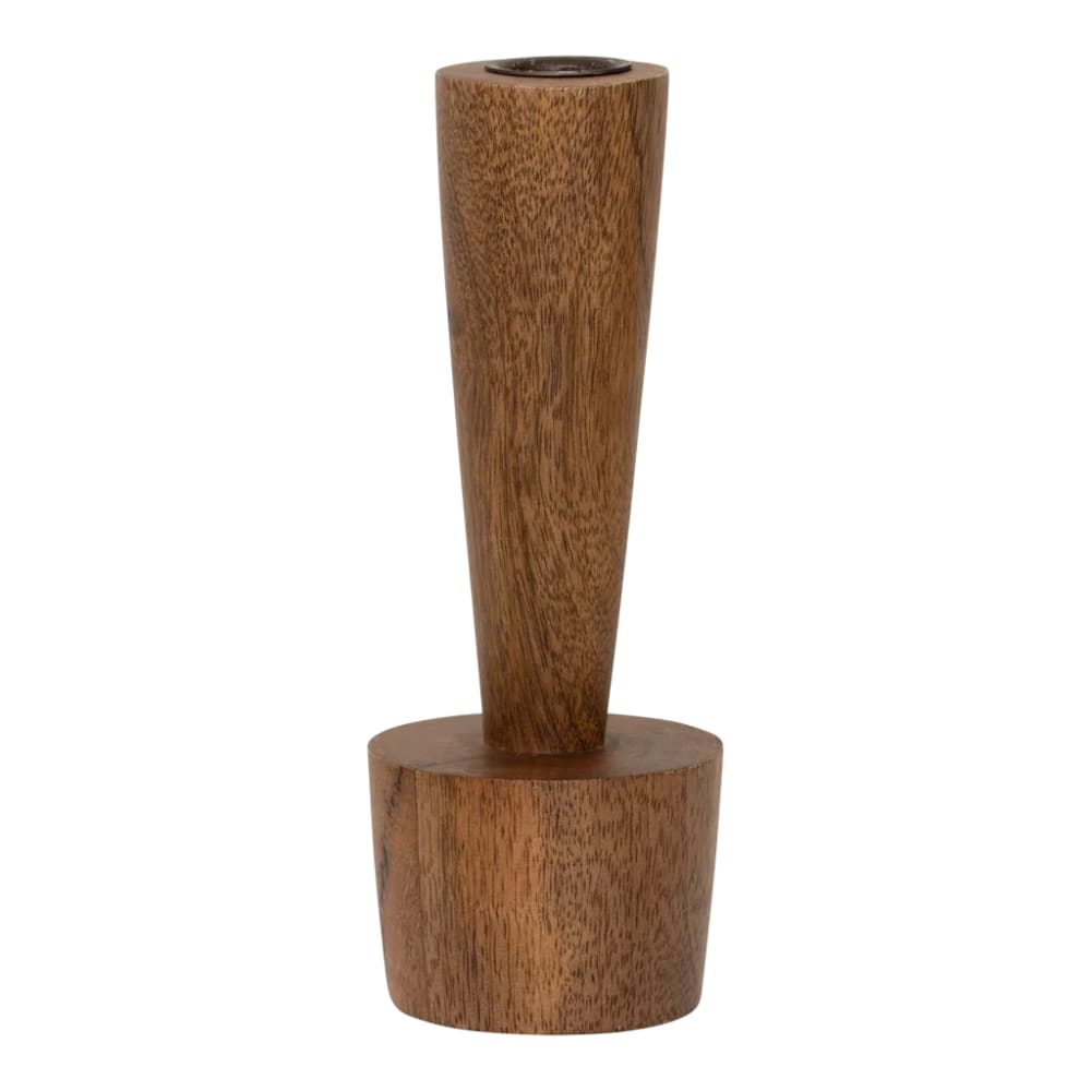 Bougeoir en bois marron ø 7.6 * 20 cm