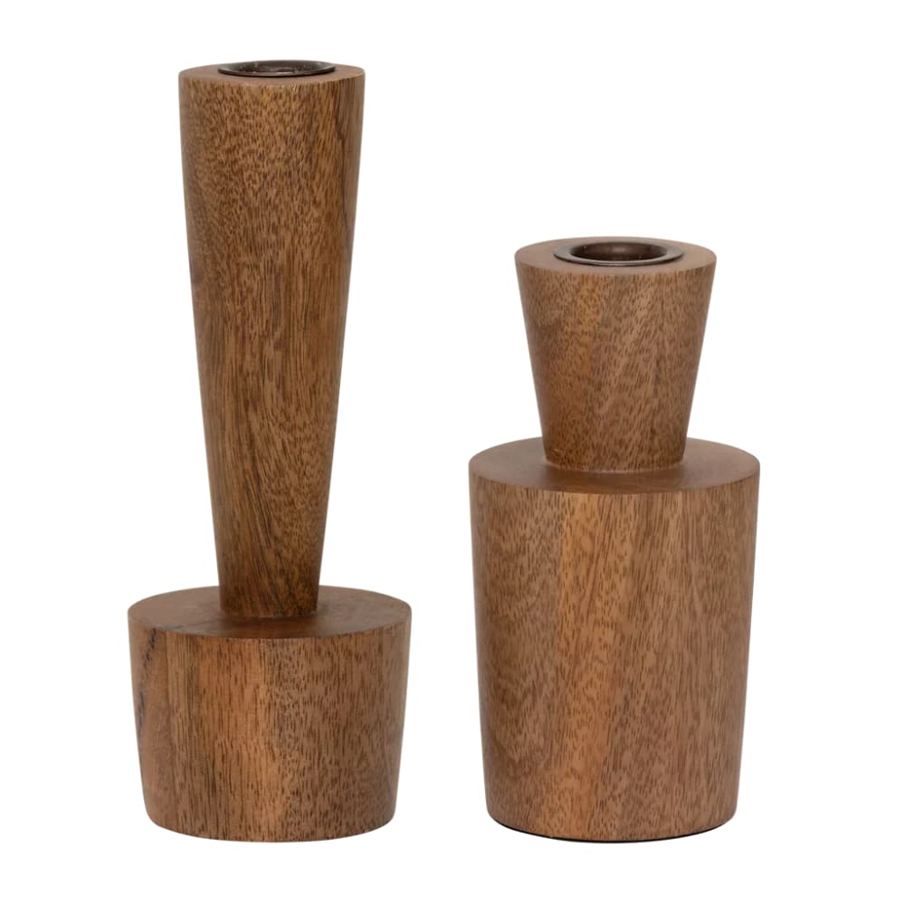 Bougeoir en bois marron ø 7.6 * 20 cm — vue 4