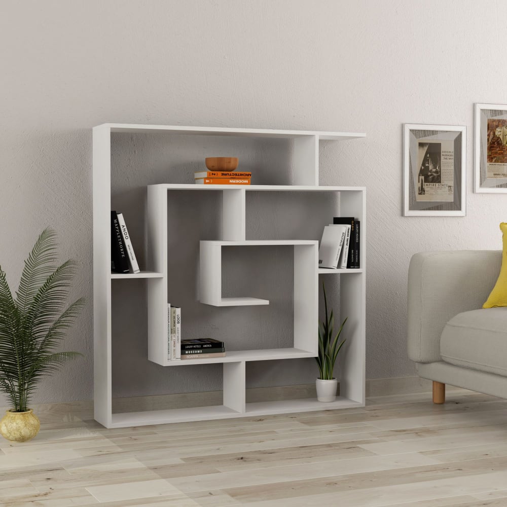 Holzbücherregal "Labirent" – 125 x 22 x 129 cm – Weiß - Maisons