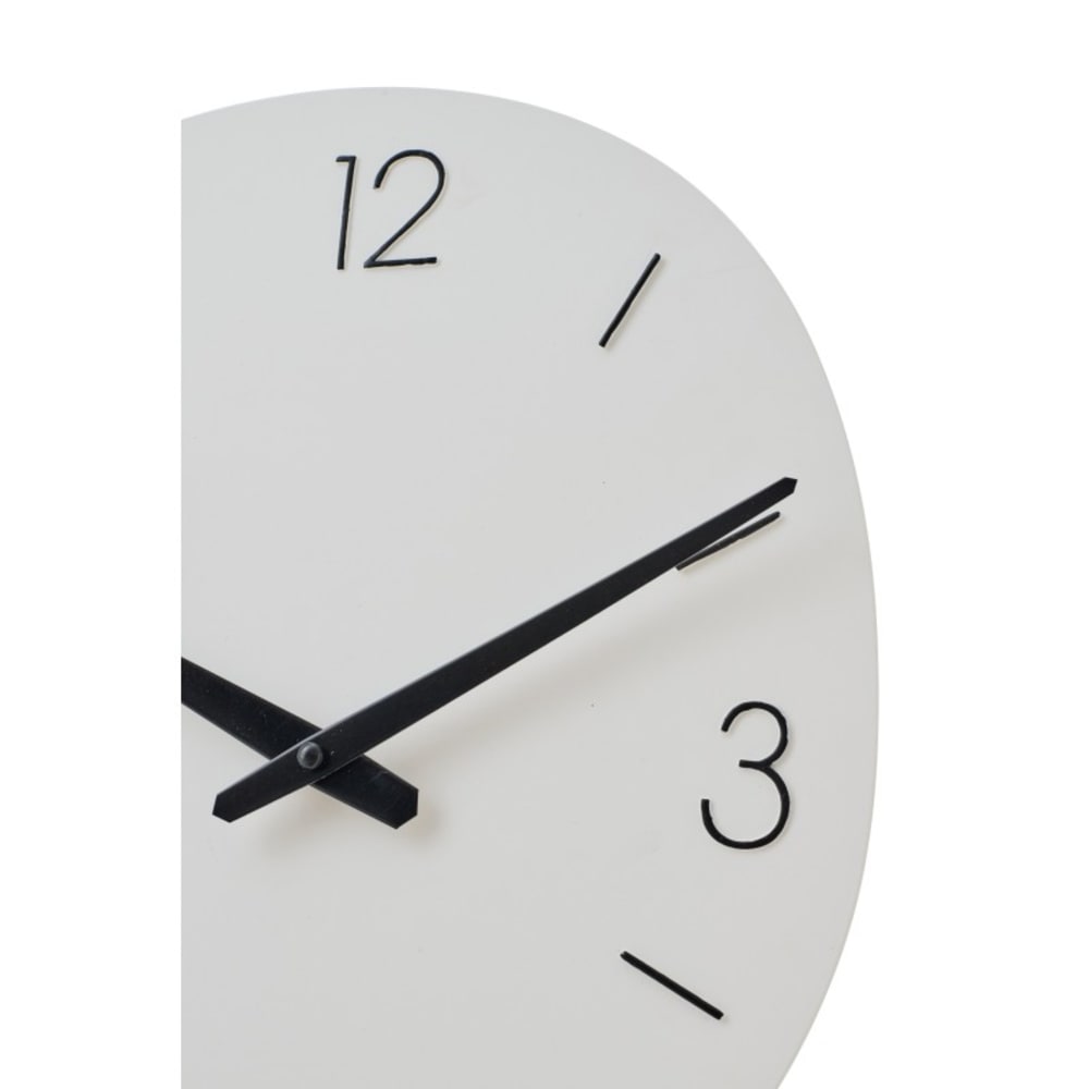 Horloge murale ovale en métal blanc 40.5x3x38 cm