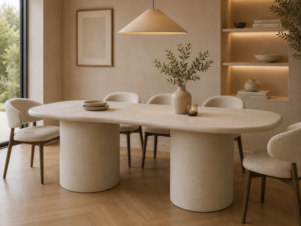Esstisch Skandi aus Mikrozement 220cm, beige - Maisons Du Monde