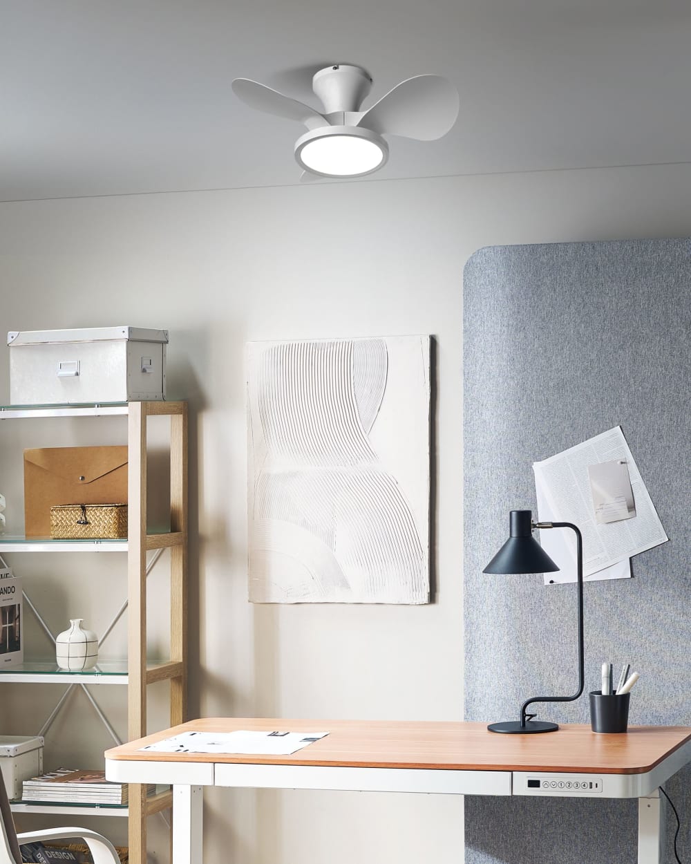 LED Deckenventilator mit Licht aus Kunststoff 22cm, weiß -