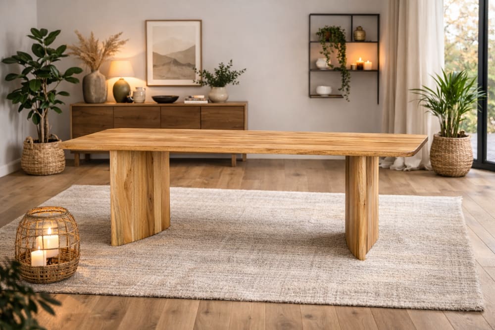 Esszimmertisch Jade aus Mangoholz 220cm, Hellbraun - Maisons Du