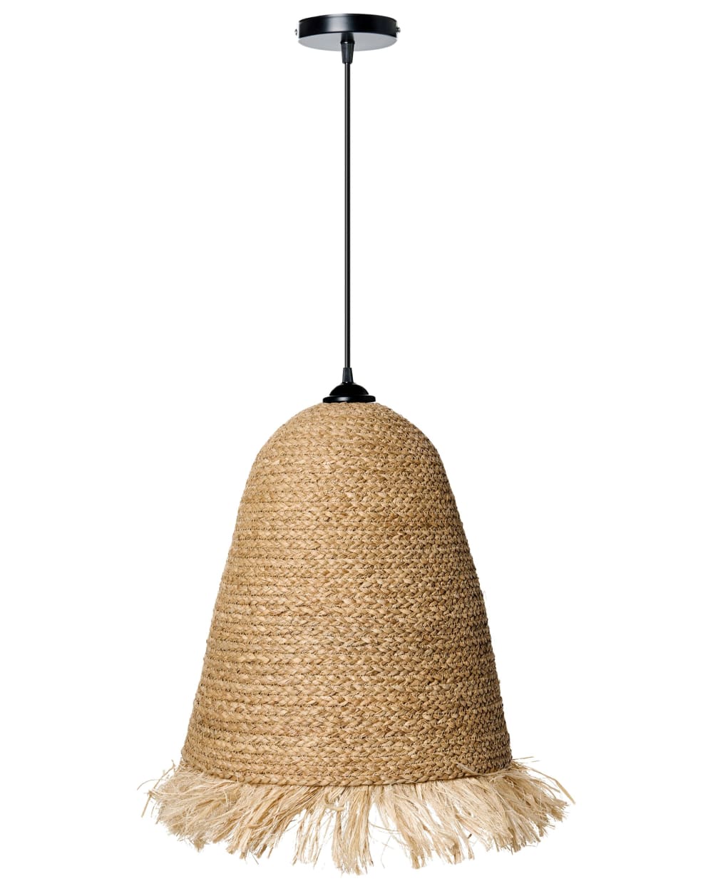 Beliani Pendelleuchten aus Geflecht 162cm, naturfarben style landhaus Braun Stoff