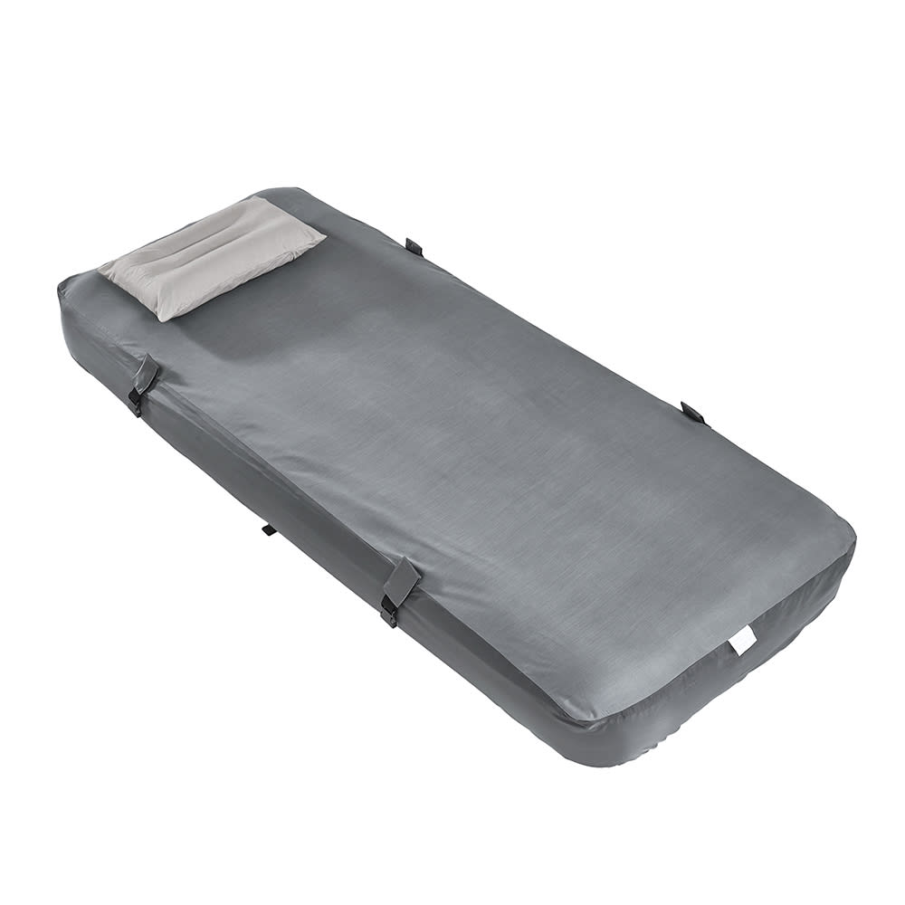 SoBuy Liegematte aufblasbar mit Kopfkissen Grau 191×76×22 cm style modern Grau Pes - Polyester