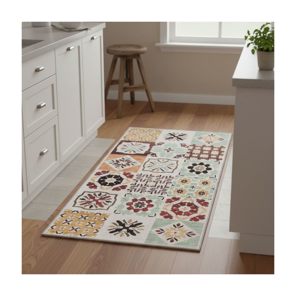 Küchenteppich 150 x 220 cm, mehrfarbig, geometrisch, ideal fürs -
