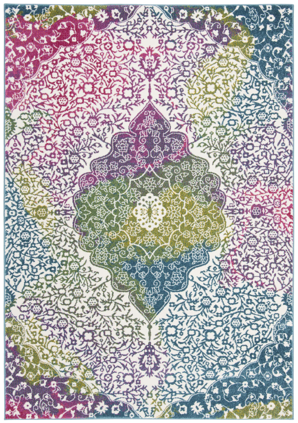 Abstrakt Polypropylen-Teppich in Weiß/Rosa, 160 x 229 cm -
