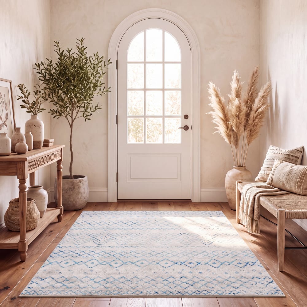Safavieh Böhmisch Polypropylen-Teppich in Weiß/Blau, 155 x 229 cm style classic chic Blau Pp - Polypropylen