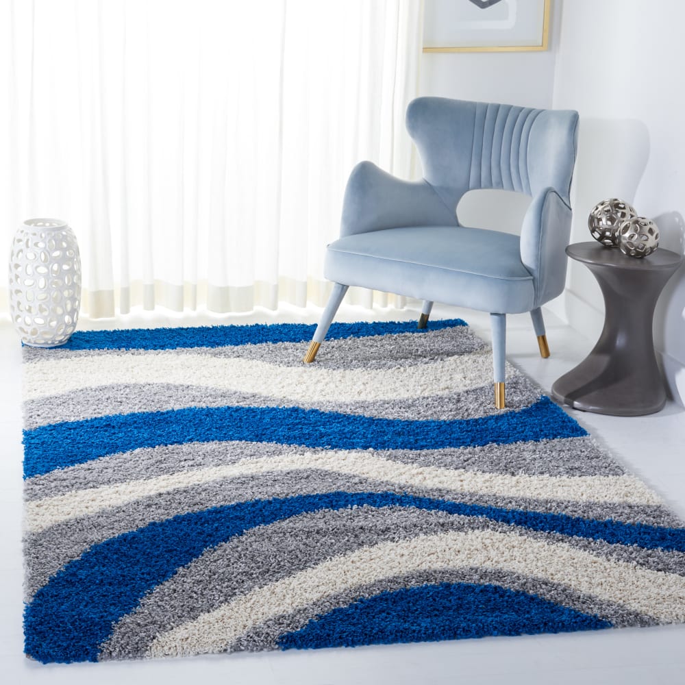 Abstrakt Polypropylen-Teppich in Blau/Grau, 160 x 229 cm -