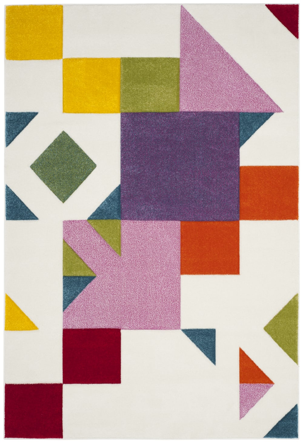 Zeitgenössische Polypropylen-Teppich in Weiß/Rosa, 160 x 229 cm -