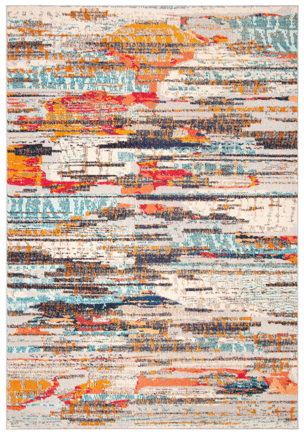 Tapis contemporain en polypropylène blanc/multicolore, 160 x 229 cm