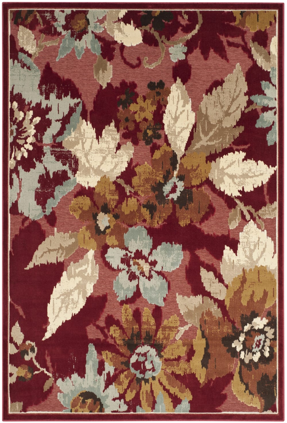 Safavieh Blumen Viskose-Teppich in Rot/Mehrfarbig, 160 x 229 cm style classic chic Rot Viskose