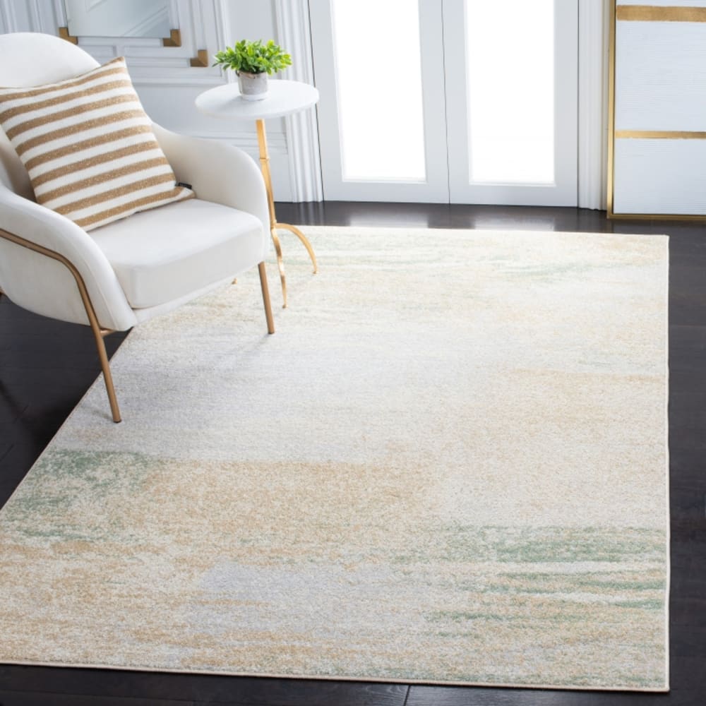 Tapis abstrait moderne en polypropylène blanc/or, 155 x 229 cm — vue 3