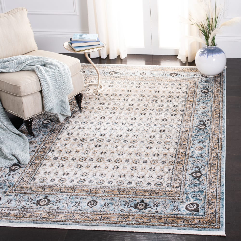 Safavieh Zeitgenössische Polypropylen-Teppich in Grau/Blau, 160 x 229 cm style modern Blau Pp - Polypropylen