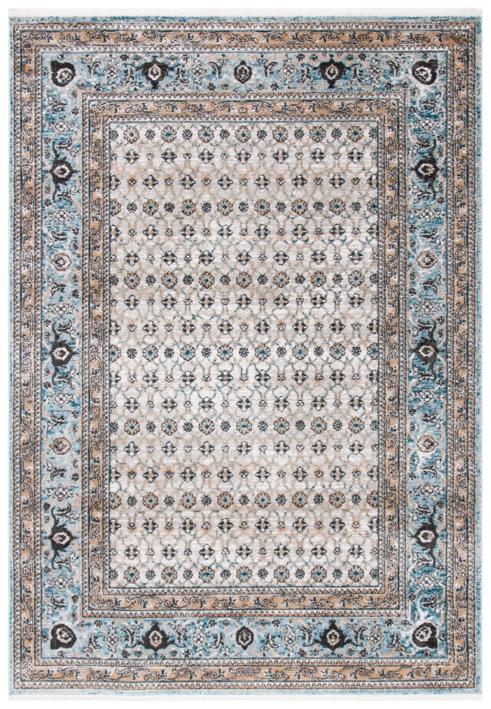 Zeitgenössische Polypropylen-Teppich in Grau/Blau, 160 x 229 cm -