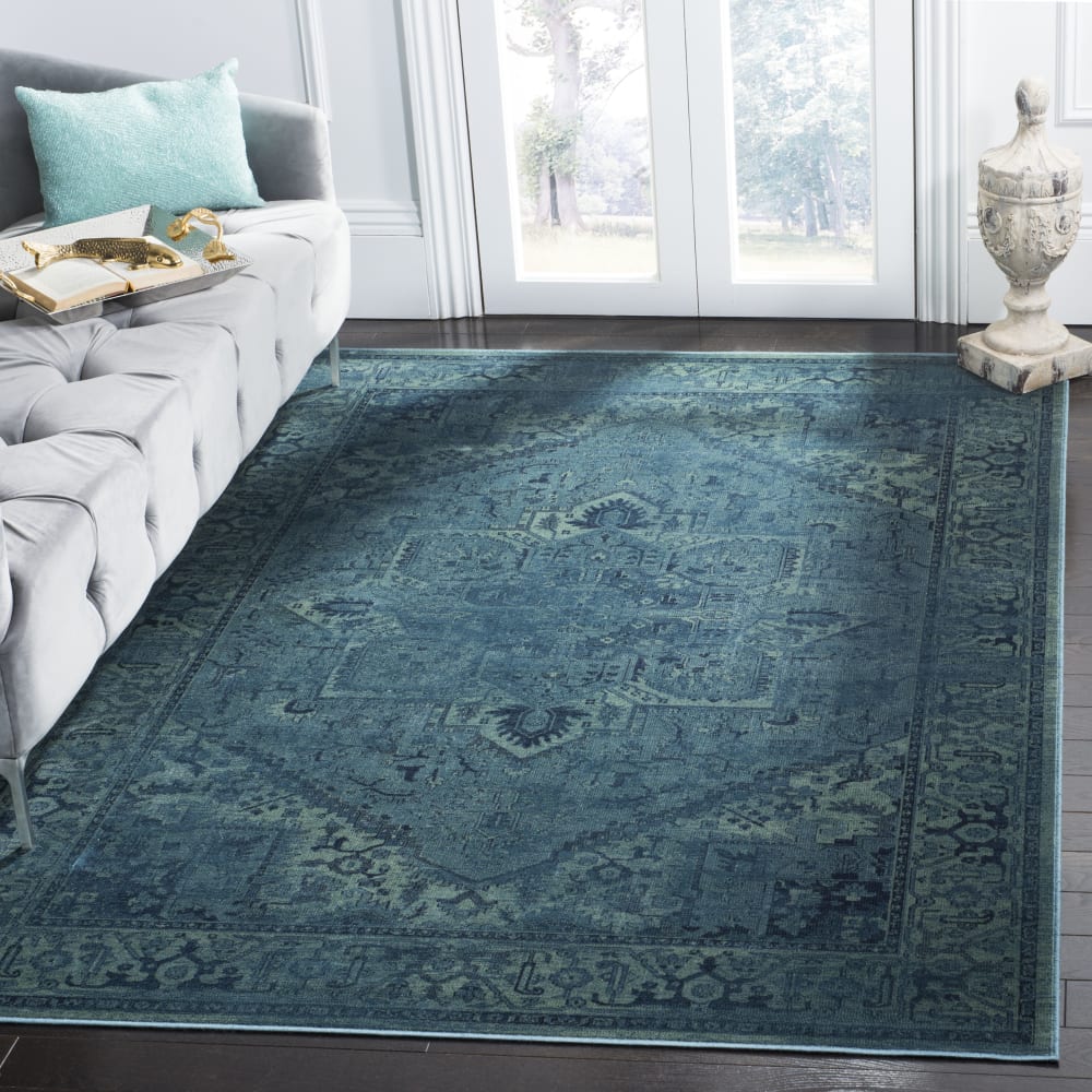 Traditionell Viskose-Teppich in Blau, 160 x 229 cm - Maisons Du