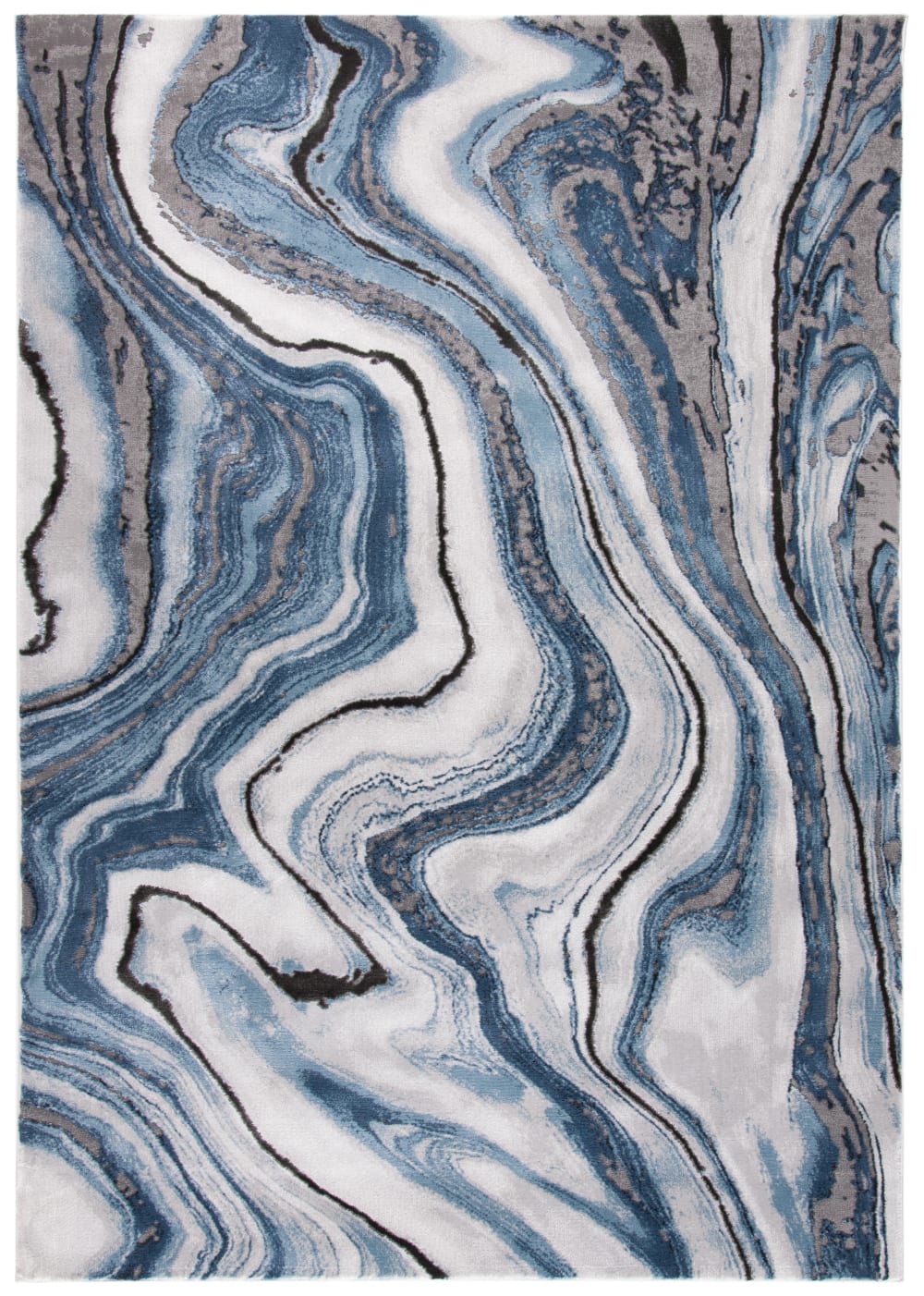 Safavieh Zeitgenössische Polypropylen-Teppich in Blau/Grau, 160 x 229 cm style modern Blau Pp - Polypropylen