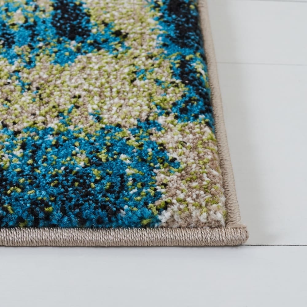 Tapis contemporain en polypropylène bleu/vert, 160 x 229 cm — vue 4