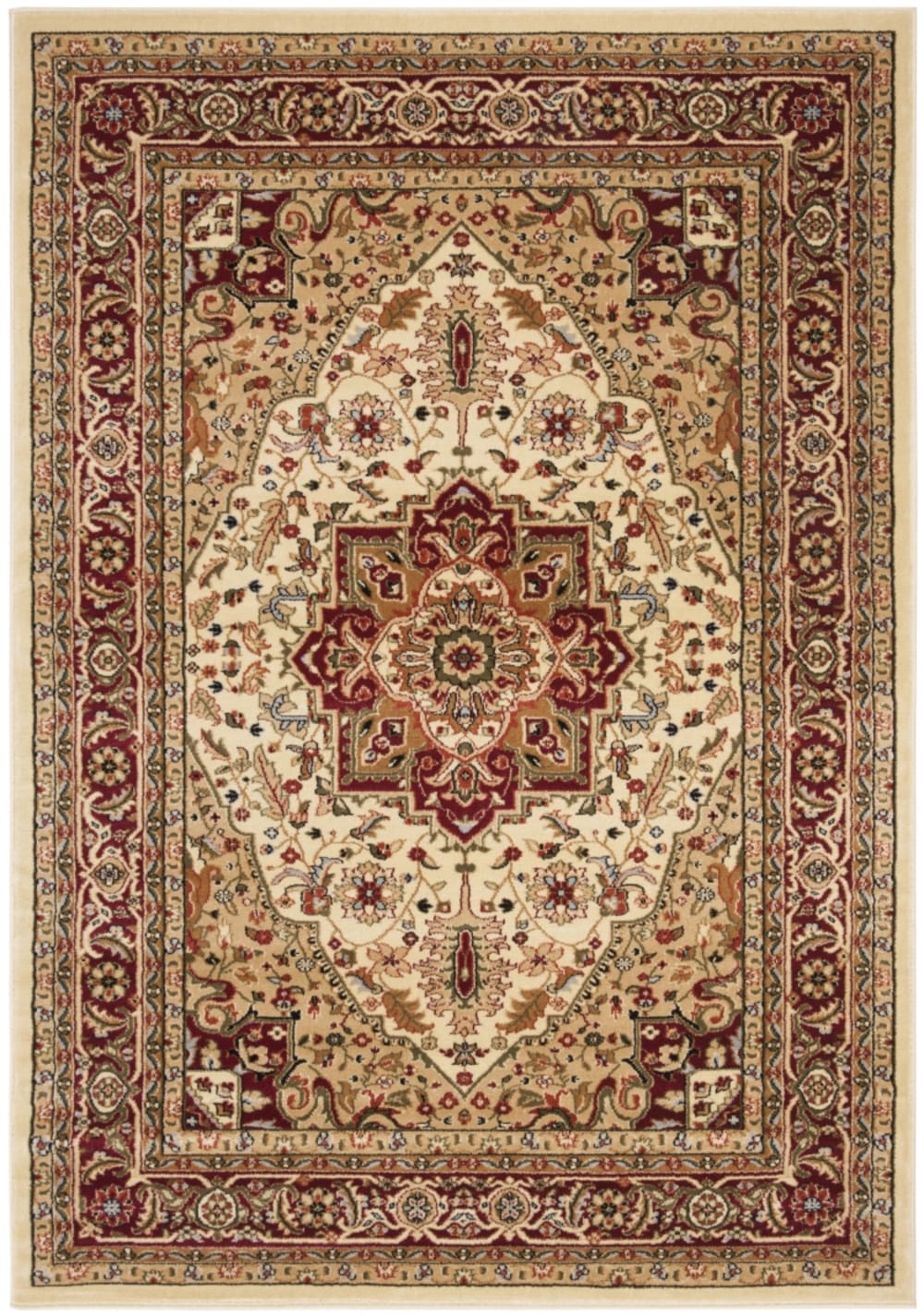 Traditionell Polypropylen-Teppich in Weiß/Rot, 160 x 229 cm -